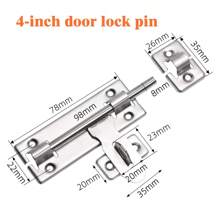 4" Slide Door Bolt Lock, Stainless Steel Burglar-Proof Door Latch, Wooden Door Lock Hasp, Thickened Double-Direction Door Latch Lock Set With Padlock Suitable For Wooden Doors And Windows, Ensuring Privacy And Security