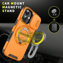 军工防摔旋转 360° 防摔手机壳支架适用于 Apple 11/12/13/14/15/16 Pro Max、Galaxy S22/23/24+ A04/A05/A14/A15/A24/A25/A34/A54、Pixel、Redmi 系列防水防震防刮 - 橘色 - 查看 5