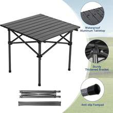1 Bàn cắm trại ngoài trời gấp gọn bằng hợp kim nhôm, bề mặt bền, chân bàn hình chữ X chắc chắn và bền bỉ, thích hợp cho các hoạt động phiêu lưu ngoài trời như bãi biển, dã ngoại, câu cá, đi bộ đường dài, phụ kiện cắm trại, dụng cụ dã ngoại, thiết kế dây đeo thời trang, chắc chắn và bền bỉ, bàn cuộn trứng, bàn quầy hàng chợ đêm buổi sáng, dễ dàng cất giữ, có túi đựng, dụng cụ cắm trại - Màu sắc ngẫu nhiên - Xem 1