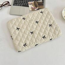 Cute Lingge Embroidered Bow Tablet Bag Laptop Bag Compatible With Macbook Full Of Girl Hearts