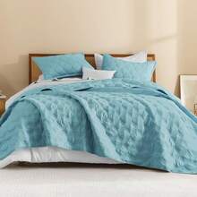 Size Quilt Bedding Set Teal - Full Lightweight Comforter Bedspreads & Coverlets Turquoise - Bedding Cover Bed Decor All Season - 3 Pieces (1 Quilt, 2 Pillowcases) - 綠色 - 查看 2
