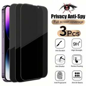 3 pezzi Pellicola protettiva per schermo HD e antispionaggio per iPhone 17 Pro Max/17 Pro/17/AIR/16 Pro Max/16 Pro/16/15 Pro Max/15 Pro 14-11, compatibile con custodie, per durante spostamenti e in ufficio