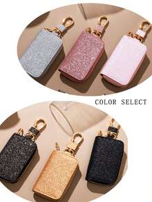 Fashion Mini Car Key Bag, Creative Shiny Leather Car Key Storage Bag, Pendant Keychain, High-End Key Bag, Luxurious And High-End Feeling, Multiple Colors Available, Unisex, Couple Gift, Car Accessories - Multicolor - View 1