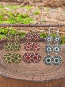 TopHanqi Conjunto de 3 pares de brincos vintage estilo boho com pingente de gota de óleo para mulheres, brincos com pingente geométrico multicolorido, versáteis para uso diário, praia, viagem, encontro, presente, todas as estações
