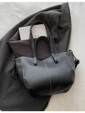 Pol Wings Decor French Niche Tote Bag, Cyme Retro Luxury European And American Commute Handbag, One Shoulder Bucket Shopping Bag, New Fashionable Big Bags For Women