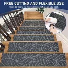 15 Pack Stair Treads For Wooden Steps 30" X 8" Non Slip Carpet Stair Treads Set, With Reusable Adhesive For Kids Elders And Dogs - Dark Grey - View 3