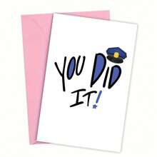 1PC Police Officer Graduation Certificate Card With Envelope, Police Theme Card, Police Academy Graduation Card, Police Promotion Card, Police Wishing Card, "You Did It! Congratulations" Design, Graduation Party Supplies - Multicolor - View 19