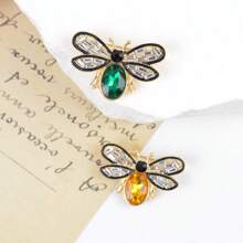 1pc Colorful Rhinestone Crystal Bee Brooch Pin, Vintage Bee Lapel Pin For Women, Retro Rhinestone Insect Brooch Jewelry Gift