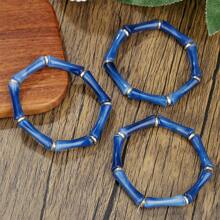 3pcs/Set Bohemian Multicolor Acrylic Leopard Print Bamboo Bracelets For Women Wedding Jewelry Party Charm Layer Beaded Bangles