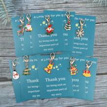 10pcs/Set Thank You Gift Set Including Cards, Christmas Themed Keychains, Charm Items Suitable For Family And Friends - Teacher's Day, Christmas, Thanksgiving, And Lucky Gifts