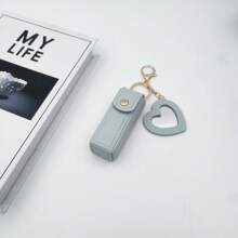 1pc Customizable Lipstick Holder, Can Customize Text, Name, Convenient Portable Lipstick Pouch With Creative Mini Mirror And Keychain, PU Leather, Suitable As Bridesmaid Gift, Birthday Gift, Grandma Gift, Anniversary Gift, Valentine's Gift, Mother's Day Gift, Best Friend Gift, Gift For Mom, Gift For Girlfriend, Gift For Her, Gift For Wife