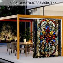 1/2 Stücke bunte Vorhänge für den Außenbereich - bunter floraler und geometrischer Muster, waschbar aus Polyester, 180 x 180 cm, geeignet für Terrasse, Pavillon, Hof, Garten - ganzjährig einsetzbar, inklusive Haken, ideal für Neujahr, Frühlingsfest, Valentinstag, Ostern, Weihnachtsdekorationen, am besten geeignet für Weihnachten