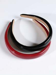 1/2/3/4/5件装复古红色亮面皮革发箍，高端舒适防滑发箍，适合日常佩戴、化妆、派对、节日、宴会、演出等场合，用途广泛，是感恩节、生日、节日的理想礼物，女士发箍，家居美发配饰 - 紅色 - 查看 8