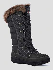 GLOBALWIN Women's Snow Boots Mid Calf Warm Winter Fashion Boots Comfortable Lace-UpWaterproof Boots Insulated Non-Slip Outdoor Shoes For Women - 1816GREY - 查看 2