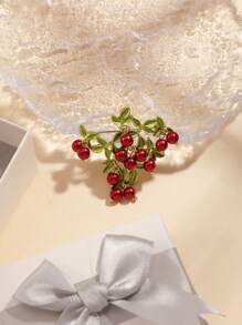 1pc Women's Handmade Cranberry Metal Brooch, Suit/Dress Accessory