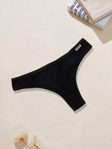 8 件女士丁字裤，简约性感低腰三角内裤 - 黑色 - 查看 4