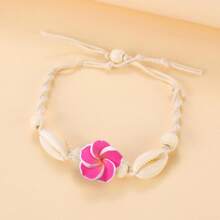 1 pièce Bracelet de cheville crocheté fleur de coquillage bohème naturel, bracelet de cheville tressé marguerite pour les vacances à la plage. Bijou idéal pour les femmes à porter au quotidien.