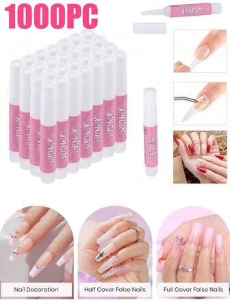 超强力指甲胶水 – 持久粘合剂，适用于亚克力指甲、按压式指甲和假指甲，2克速干指甲贴片粘合剂（5-1000片装）