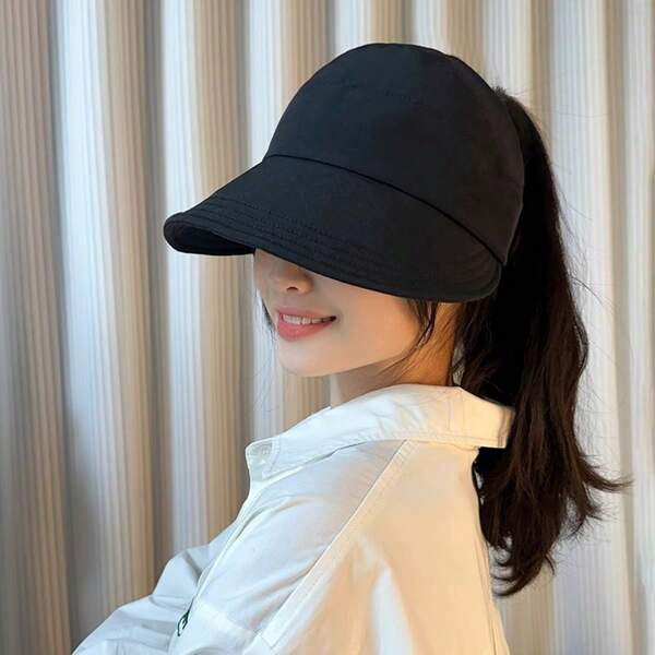Summer Sun-Protective Cap With Detachable Face Mask, Thin Brimmed Hat, Anti-UV, Versatile, Korean Style Beach Sunhat, Cute
