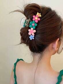 1pc Candy-Color Dopamine Flower Y2K Glitter Five-Pointed Star Hairclip, Sweet Style Hair Claws Claw Clips Hair Clips Hair Jaw Clip Hair Clamps Hair Clutch Hair Catcher Clip, Beach Accessories