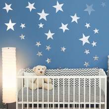 40 piezas Pegatinas de pared de espejo acrílico con forma de estrellas, pegatinas de arte con adhesivo para decoración de pared de bebé, habitación de niños, hogar, manualidades DIY