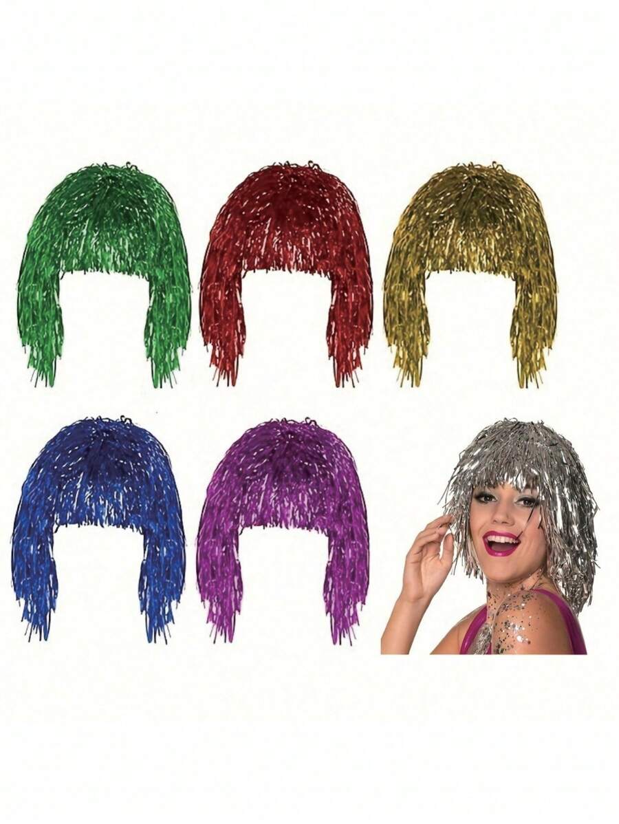 3/6pcs Party Wig, Punk Style Disco Masquerade Ball Single Party Wig, Attractive Silky Wig, Stage Performance Accessory, Cosplay Photo Prop, Party Festival Decor Wig (6pcs Random Colors)