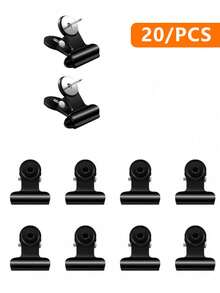 15/20 件带别针的图钉夹，用于学校、艺术和工艺品、公告板上的照片文件、无孔隔墙的图钉固定（黑色） - 彩色 - 查看 10