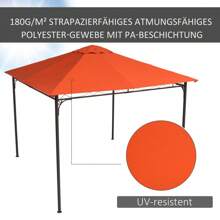 Tetto di ricambio per gazebo 3x3m arancione | Tetto in poliestere impermeabile (298x295cm) con 8 fori di drenaggio e 4 tiranti
