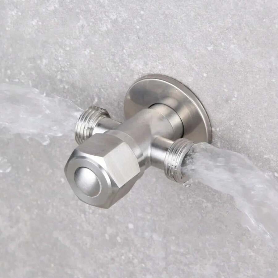 Accesorios de grifo de válvula triangular de apertura rápida de acero inoxidable para baño, válvula de ángulo de dos vías, entrada de agua con rosca G1/2 - Estilo 1 azul - Ver 1