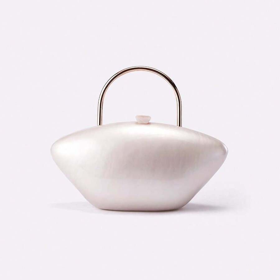 Women's Handbag In A New Style Made Of Pressed Acrylic, Evening Bag, Shoulder Bag With One Shoulder Strap, Clutch Bag For Wedding Banquets, Chain Handbag - 珍珠色 - 查看 1