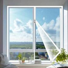 Selbstklebender Reißverschluss Fenster Fliegengitter - Mückenschutz, lichttransparent, aus weißem Polyester, verschiedene Größen, leicht abwaschbar, schnurlos Design für Schlafzimmer & Wohnbereiche Selbstklebender Reißverschluss Fenster Fliegengitter Mückennetz, weiß, einfach zu installieren, verschiedene Größen, Polyestergitter Stoff, transparentes Innenleben-Design, einfach zu installierende Abschirmung, transparentes Gitter Design Raumdekoration Wohndekoration Wohnzimmerdekoration Vorhänge