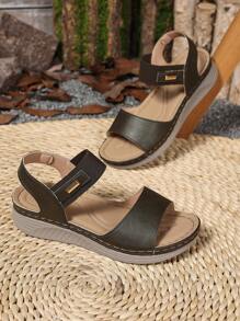 Sandalias de mujer con correa elástica estilo vintage 2025, suela blanda y liviana con cuña para damas