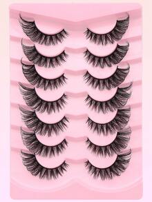 7 Pairs Of False Eyelashes Cat Eye False Eyelashes Comic False Eyelashes Short Soft 3D Imitation Mink False Eyelashes Natural Makeup Gifts For Women And Girls Natural False Eyelashes Super Light And Long Lasting - 眼尾拉長款 - 查看 3