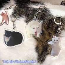 1pc/4pcs Pet Keychain Cat Photo Acrylic Pendant Accessory Backpack For School Letter - Multicolor - View 5