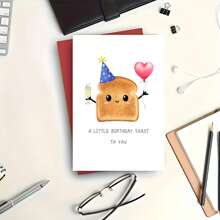 1 pezzo Biglietto d'auguri a forma di pane | Biglietti d'auguri divertenti per compleanni | Biglietti d'auguri | Cartoline "UN PICCOLO BRINDISI A TE" - Il miglior biglietto di compleanno per tuo figlio/figlia/amici, forniture scolastiche, ritorno a scuola