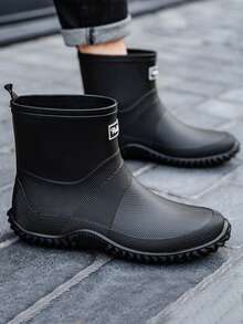 Fesd Ts 德式男士短款雨靴，防水橡胶靴，适用于厨房工作、户外洗涤、钓鱼、露营，纯色户外沙滩TPR（热塑性橡胶）雨靴，工作鞋，四季海滩度假