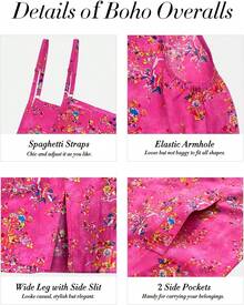 Women's Summer Boho Casual Jumpsuits Wide Leg Overalls Floral Print Baggy Rompers With Pockets PZZCR - 花卉 162 - 查看 7