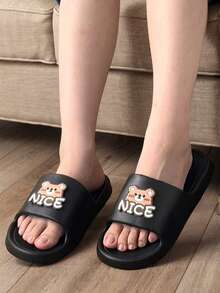 男士舒适柔软时尚百搭休闲黑色简约厚底EVA浴室拖鞋 - 黑色 - 查看 4