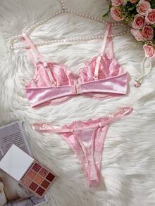 [Valentine's Day Lace Lingerie] Delicate Multi-Color Lace Lingerie Set | Valentine's Day Gift, Pink, Green, Blue, And Red, Ideal For Special Occasions, Comfortable And Stylish - 粉紅色 - 查看 4