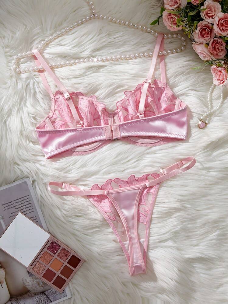 [Valentine's Day Lace Lingerie] Delicate Multi-Color Lace Lingerie Set | Valentine's Day Gift, Pink, Green, Blue, And Red, Ideal For Special Occasions, Comfortable And Stylish - 粉紅色 - 查看 4