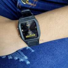 Casio Relógio de Pulso Casio Feminino Anadigi Standard Preto Quadrado Alarme Cronômetro Prova d água Médio Casual Preto AW-48HE-1AVDF