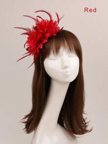 1 Stück Blumen-Haarband Fascinator Hut Tea Party Kopfbedeckung mit Federn Derby Hochzeit Fascinator auf Haarband für Mädchen und Frauen