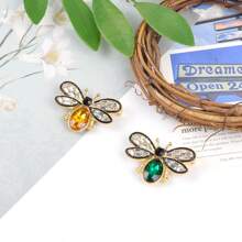1pc Colorful Rhinestone Crystal Bee Brooch Pin, Vintage Bee Lapel Pin For Women, Retro Rhinestone Insect Brooch Jewelry Gift