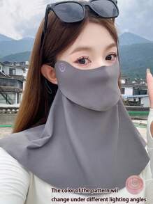 1pc Women's Sun Proof Face Scarf, Outdoor Riding Sunshade, Anti-UV Full Face Mask With Mesh Eye Protection, Convenient For Drinking Without Taking Off