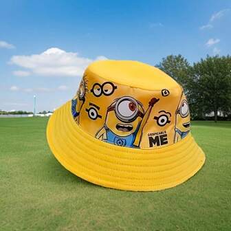 Minions 1pc Dress Up Hats, Girl's Hats, Boys' Bucket Hats, Fashionable Multifunctional Bucket Hats, Suitable For Girls' Outdoor Activities In Spring And Summer, Daily Wear, School Season Wear, Ideal Gifts For Travel And Beach Parties, Mother's Day And Birthdays. Essential Sunscreen