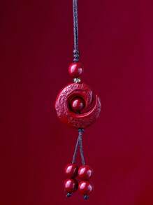 1pc Rose Flower Lucky Charm Pendant With Amethyst Jasper Stone Mobile Phone Strap