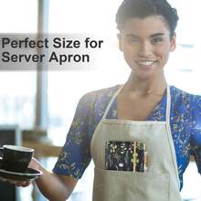 Cute Waitress Book With Money Pocket, Leather Server Book With Zipper Wallet, Black Serving Organizer Fits Server Apron - Flowers A - 查看 6