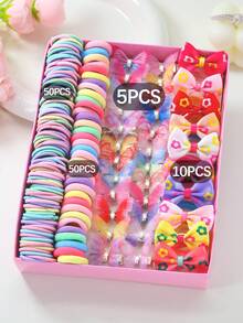 115个装女孩水钻蝴蝶发夹，简约优雅发圈，高弹耐用不伤发，多功能蝴蝶发圈，适合日常使用 - 彩色 - 查看 5