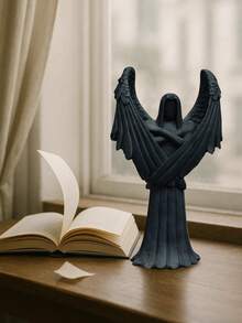 1 件极简主义天使雕像，带折叠翅膀的精神树脂家居装饰，白色和黑色桌面装饰，适用于卧室、书桌、礼品盒、毕业典礼、乔迁或安静的角落 - 彩色 - 查看 9