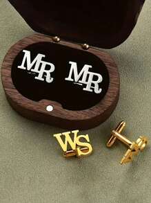 1 para spersonalizowanych spinek do mankietów ze stali nierdzewnej dla mężczyzn z prostymi inicjałami 1-2, elegancki minimalistyczny design, idealny wszechstronny dodatek na oficjalne wydarzenia i wesela dla mężczyzn, świetny prezent dla ojca, męża, chłopaka lub syna